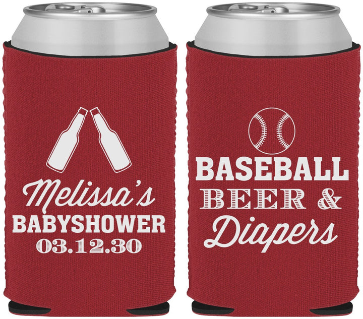 Custom Baby Shower Neoprene Can Coolers - Baseball Beer Diapers | 90132