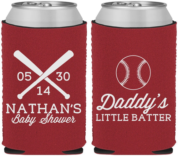 Custom Baby Shower Neoprene Can Coolers - Baseball Little Batter | 90136