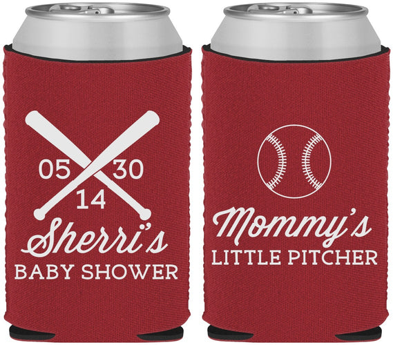 Custom Baby Shower Neoprene Can Coolers - Baseball Little Pitcher | 90137