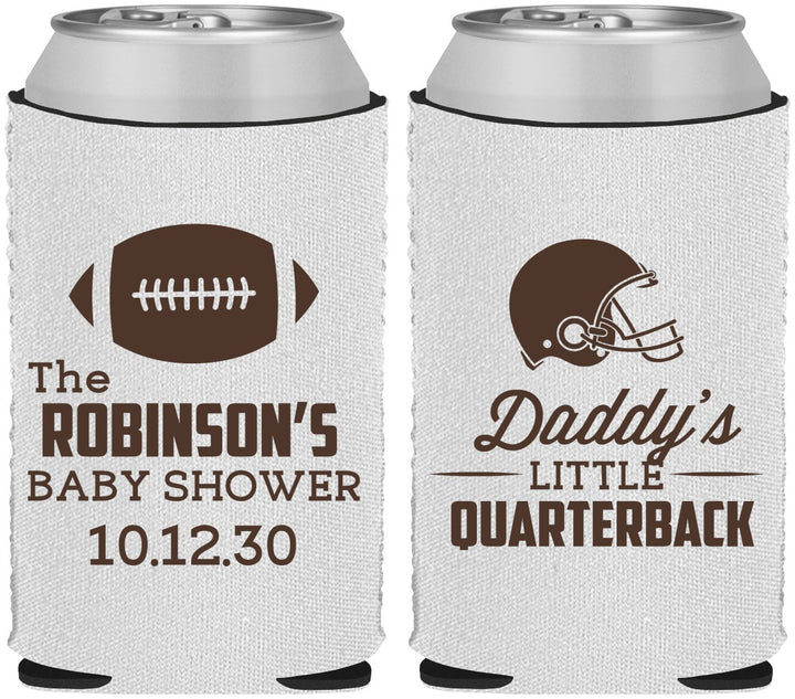Custom Baby Shower Neoprene Can Coolers - Football Little Quarterback | 90138