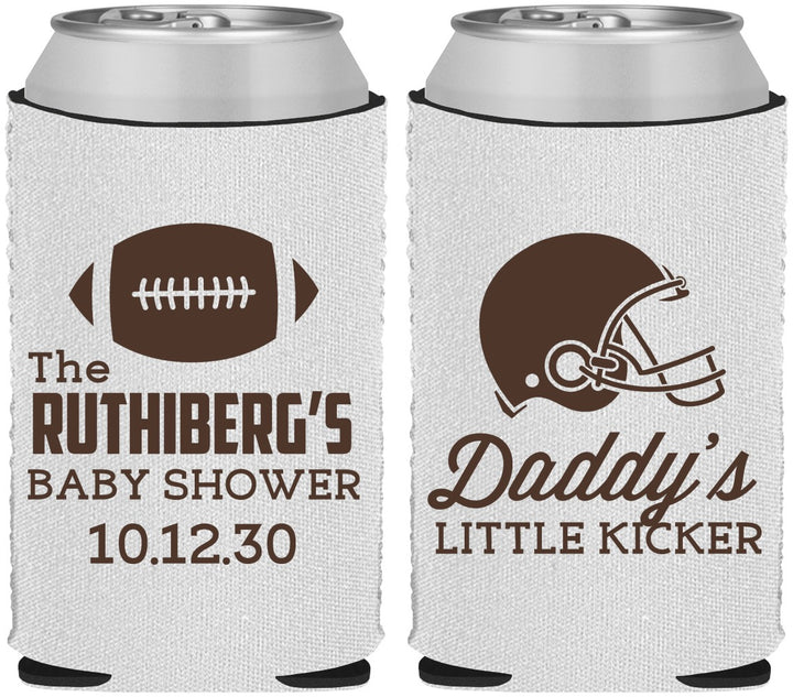 Custom Baby Shower Neoprene Can Coolers - Football Little Kicker | 90139