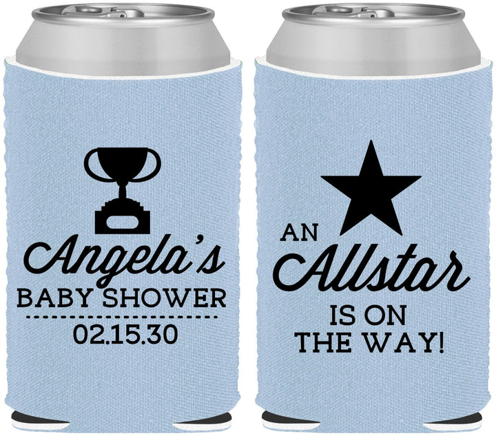 Custom Baby Shower Neoprene Can Coolers - Allstar On The Way | 90140