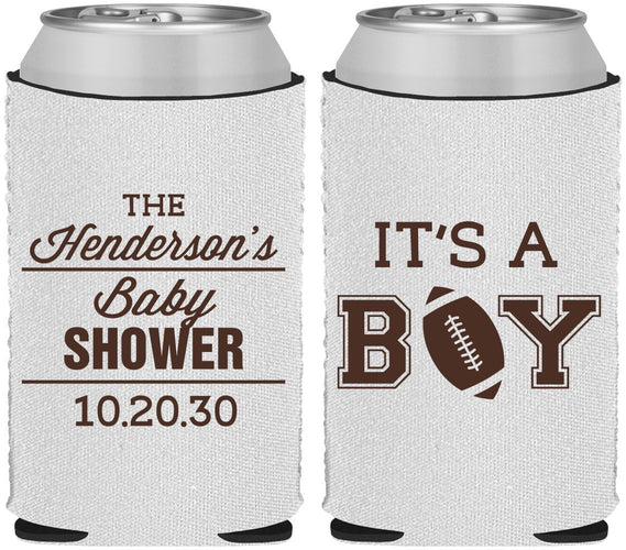 Custom Baby Shower Neoprene Can Coolers - Football | 90142