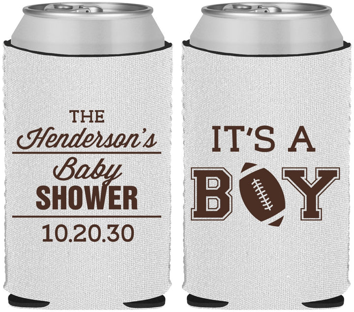 Custom Baby Shower Neoprene Can Coolers - Football | 90142