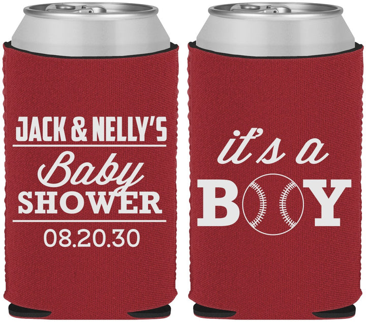 Custom Baby Shower Neoprene Can Coolers - Baseball Its A Boy | 90143