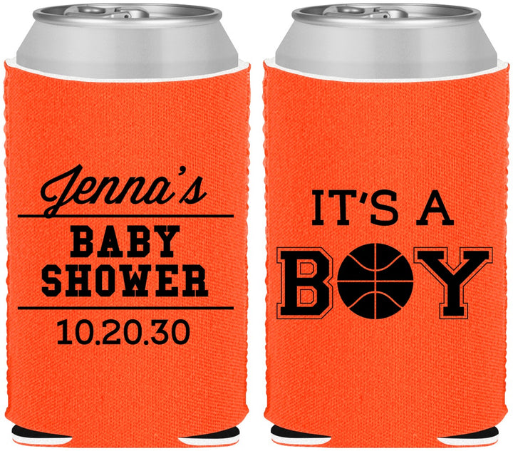 Custom Baby Shower Neoprene Can Coolers - Basketball Its A Boy | 90144