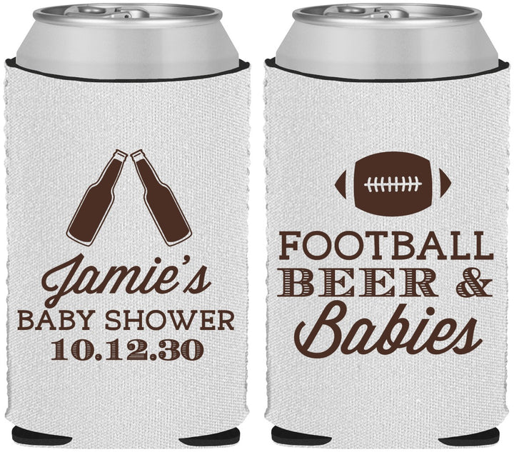 Custom Baby Shower Neoprene Can Coolers - Football Beer Babies | 90147