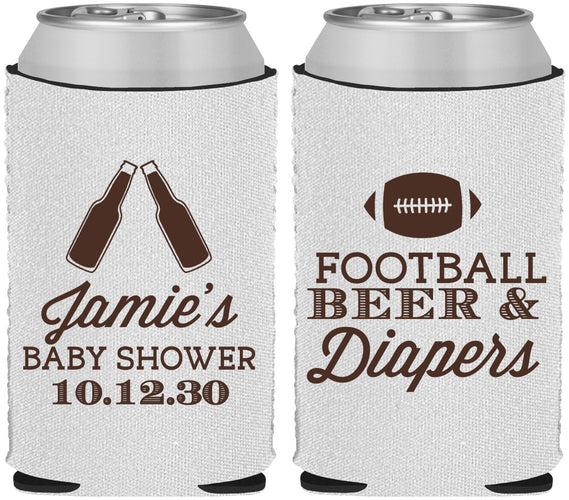 Custom Baby Shower Neoprene Can Coolers - Football Beer Diapers | 90148