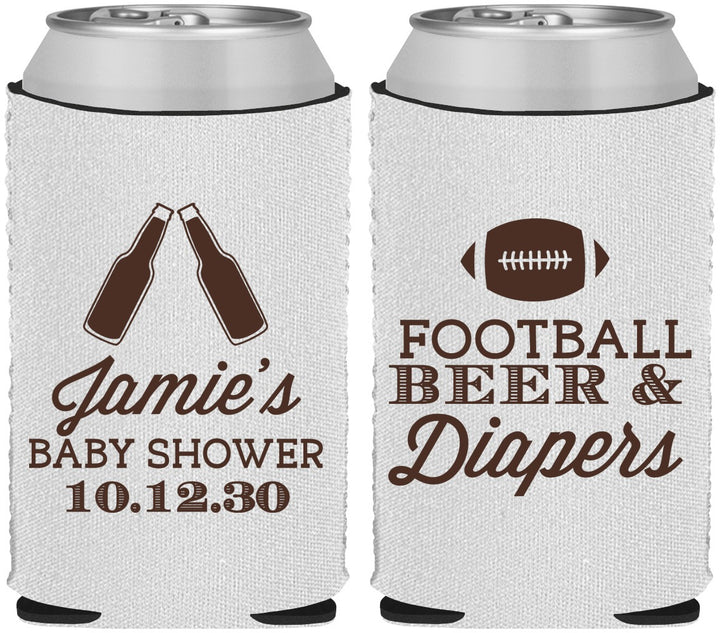 Custom Baby Shower Neoprene Can Coolers - Football Beer Diapers | 90148