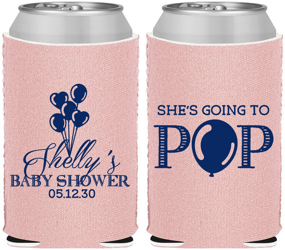 Custom Baby Shower Neoprene Can Coolers - Shes Going To Pop | 90157