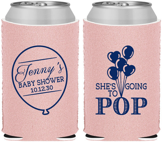 Custom Baby Shower Neoprene Can Coolers - Shes Going To Pop | 90160