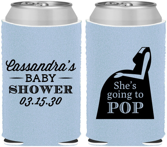 Custom Baby Shower Neoprene Can Coolers - Shes Going To Pop | 90161