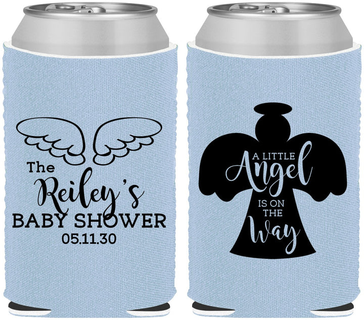 Custom Baby Shower Neoprene Can Coolers - Angel On The Way | 90165