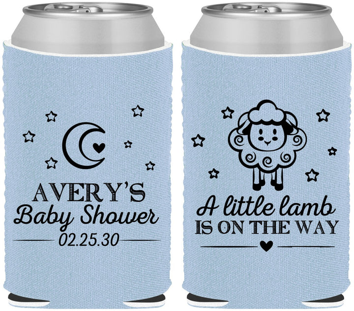 Custom Baby Shower Neoprene Can Coolers - Little Lamb On The Way | 90167