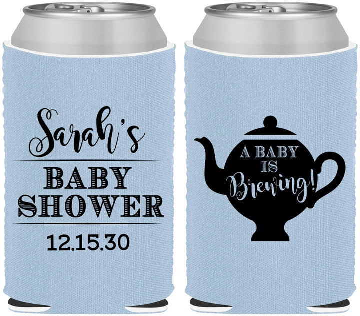 Custom Baby Shower Neoprene Can Coolers - Baby Is Brewing | 90172
