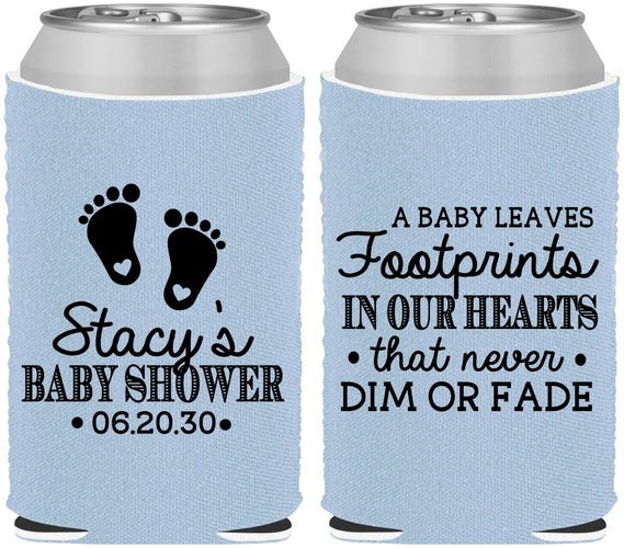 Custom Baby Shower Neoprene Can Coolers - Footprints | 90176