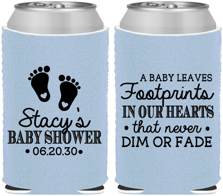 Custom Baby Shower Neoprene Can Coolers - Footprints | 90176