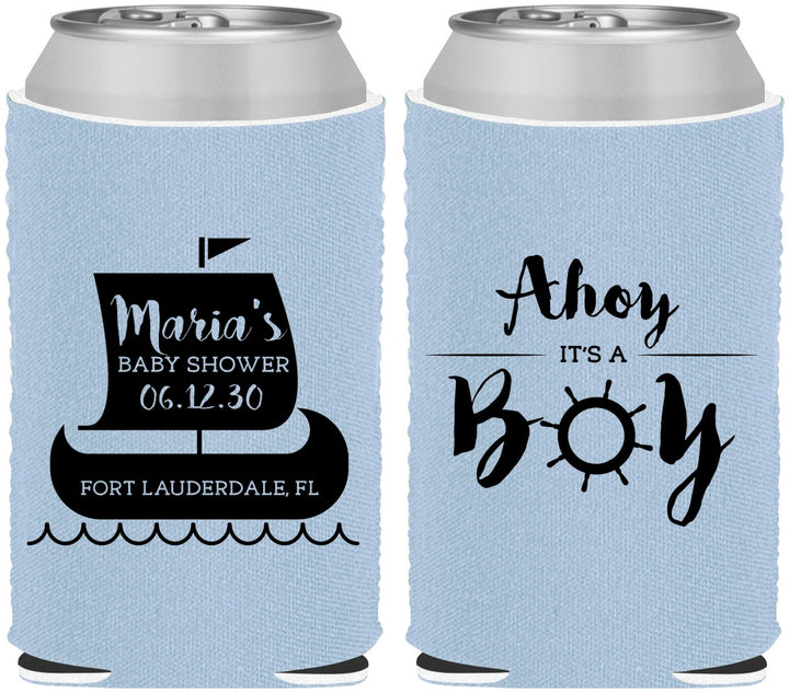 Custom Baby Shower Neoprene Can Coolers - Ahoy It’s A Boy | 90177