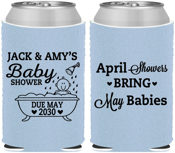Custom Baby Shower Neoprene Can Coolers - April Showers May Babies | 90181