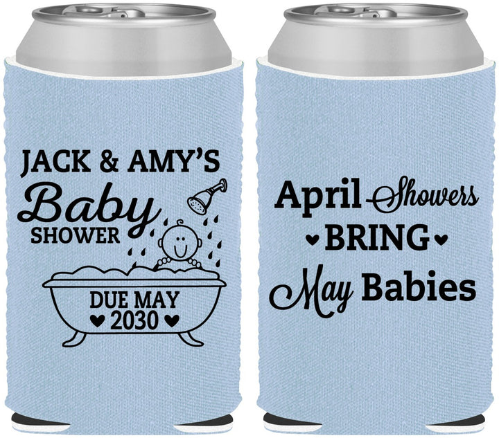 Custom Baby Shower Neoprene Can Coolers - April Showers May Babies | 90181