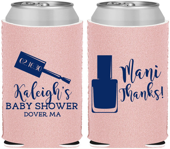 Custom Baby Shower Neoprene Can Coolers - Mani Thanks | 90184