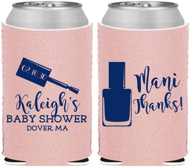 Custom Baby Shower Neoprene Can Coolers - Mani Thanks | 90184