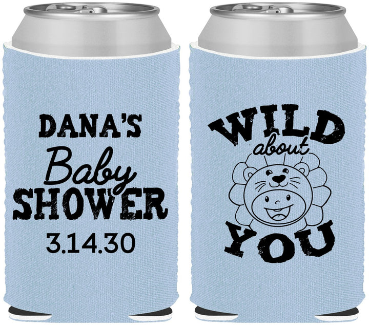 Custom Baby Shower Neoprene Can Coolers - Lion Wild About You | 90186