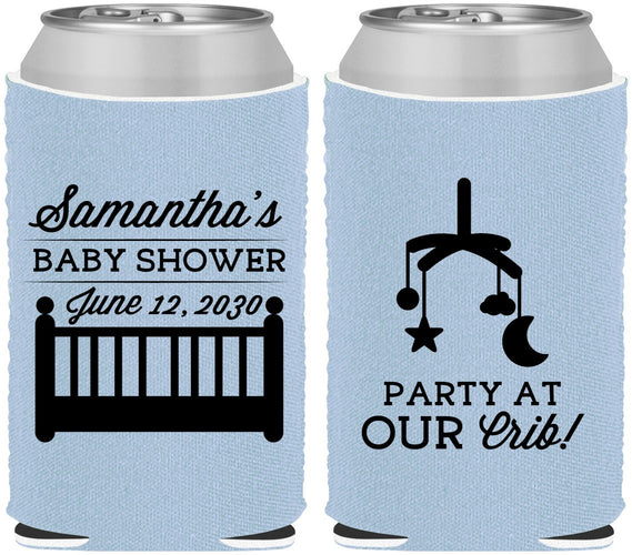Custom Baby Shower Neoprene Can Coolers - Party At Our Crib | 90187