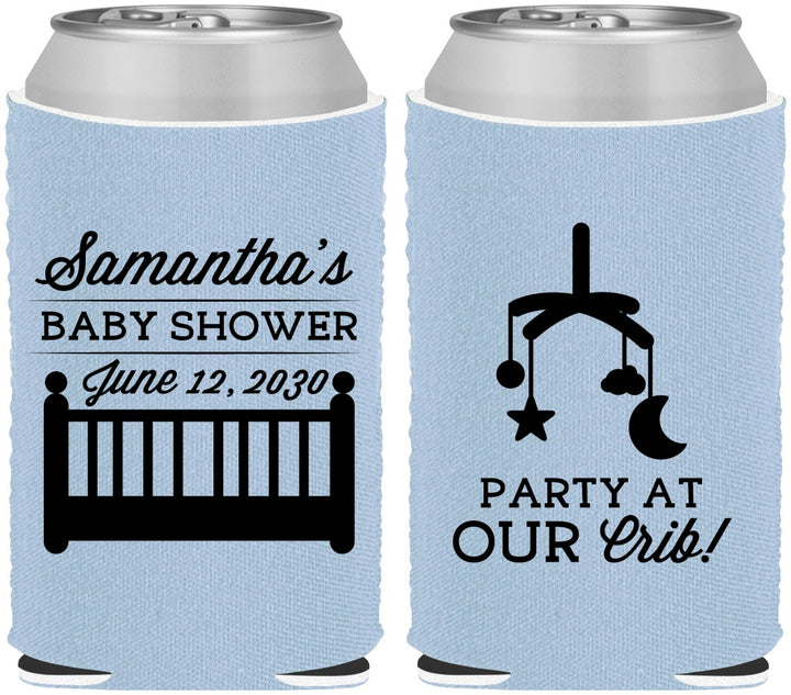 Custom Baby Shower Neoprene Can Coolers - Party At Our Crib | 90187