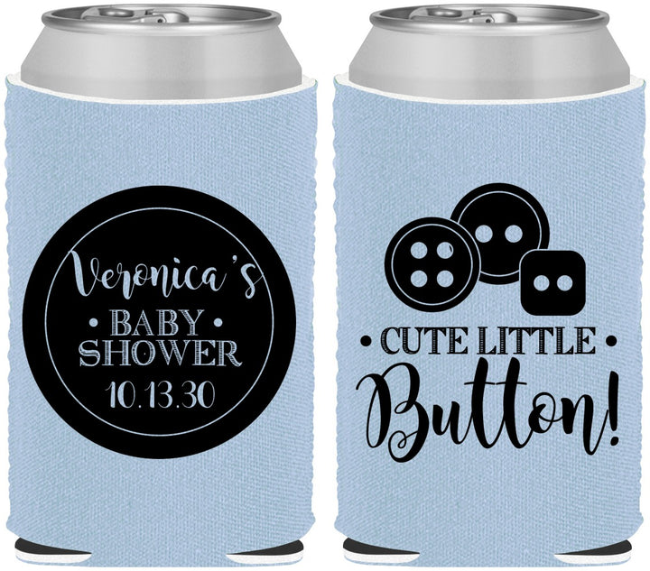 Custom Baby Shower Neoprene Can Coolers - Cute Little Button | 90189