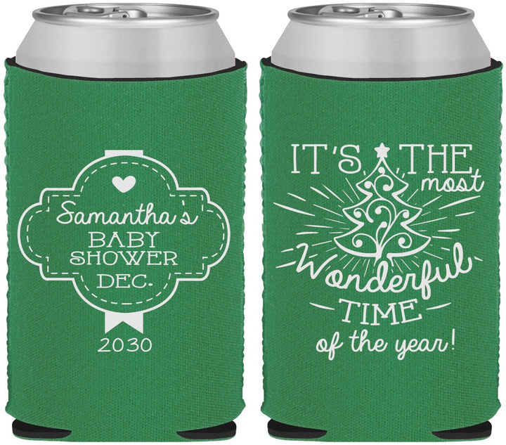 Custom Baby Shower Neoprene Can Coolers - Christmas | 90190