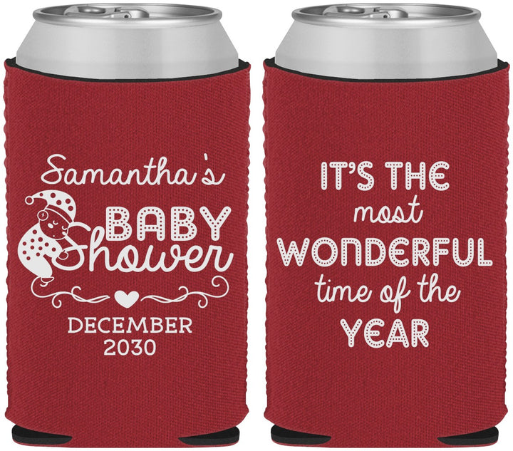 Custom Baby Shower Neoprene Can Coolers - Christmas | 90191