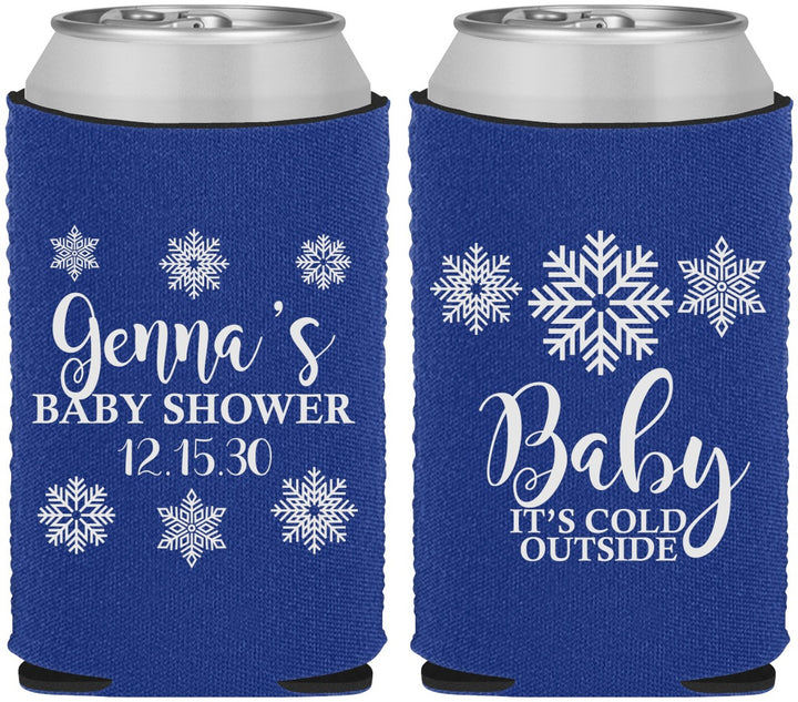 Custom Baby Shower Neoprene Can Coolers - Christmas Snowflakes | 90192