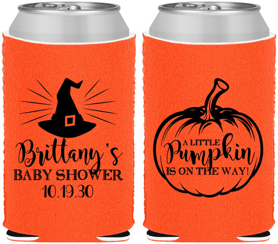 Custom Baby Shower Neoprene Can Coolers - Little Pumpkin Halloween | 90196
