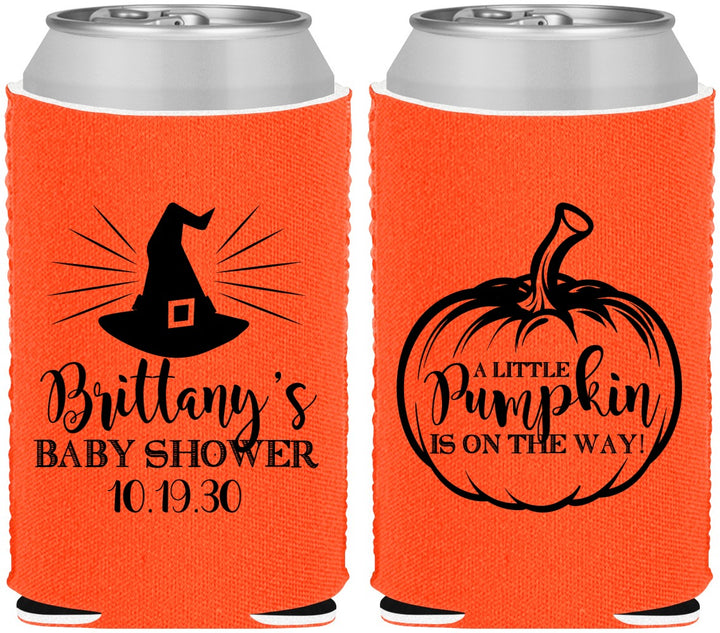 Custom Baby Shower Neoprene Can Coolers - Little Pumpkin Halloween | 90196
