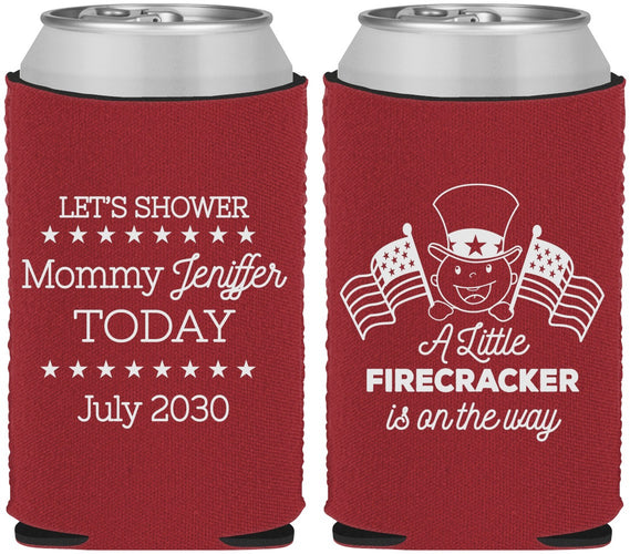 Custom Baby Shower Neoprene Can Coolers - Little Firecracker | 90198