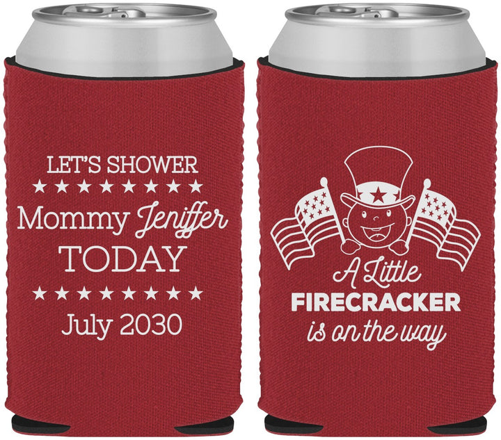 Custom Baby Shower Neoprene Can Coolers - Little Firecracker | 90198