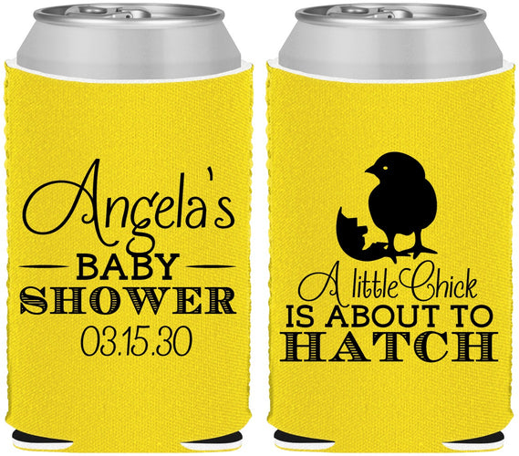Custom Baby Shower Neoprene Can Coolers - Chick About To Hatch | 90199
