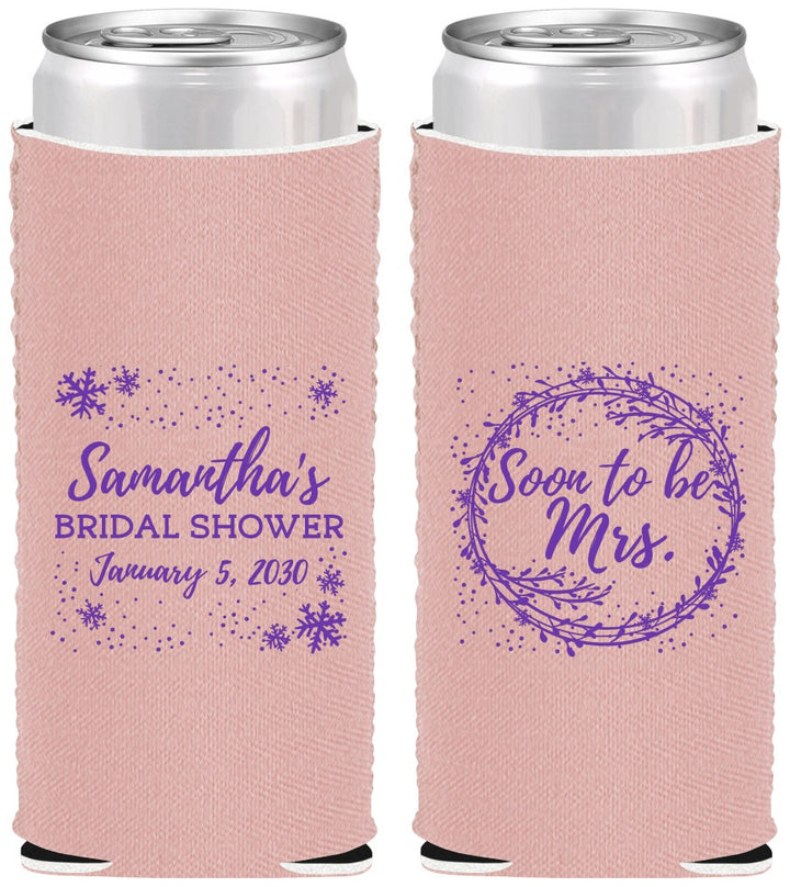 Custom Bridal Shower Neoprene Slim Can Coolers - Soon To Be Mrs | 100004