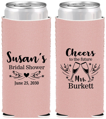 Custom Bridal Shower Neoprene Slim Can Coolers - Future Mrs | 100005