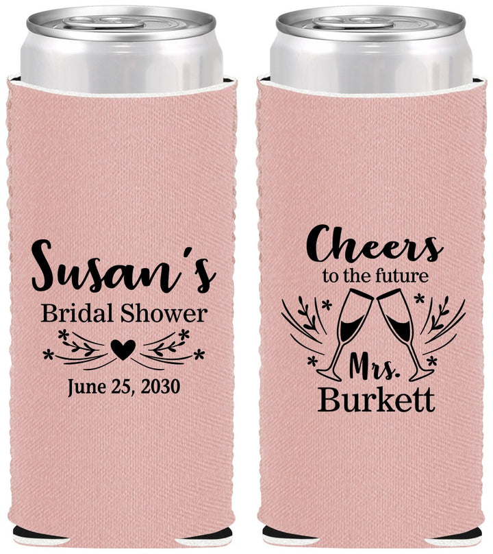 Custom Bridal Shower Neoprene Slim Can Coolers - Future Mrs | 100005