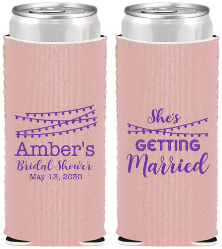 Custom Bridal Shower Neoprene Slim Can Coolers - She's Getting Married | 100008