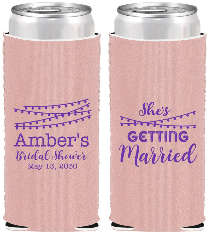 Custom Bridal Shower Neoprene Slim Can Coolers - She's Getting Married | 100008