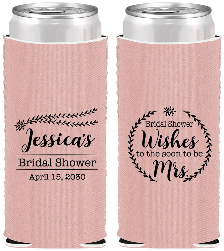 Custom Bridal Shower Neoprene Slim Can Coolers - Soon To Be Mrs | 100009