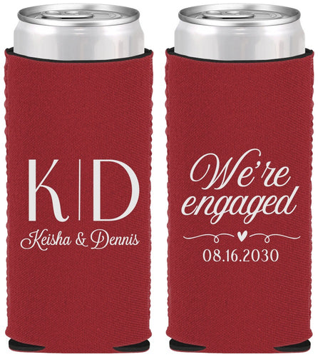 Custom Engagement Neoprene Slim Can Coolers - We Are Engaged | 10001