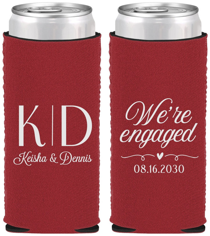 Custom Engagement Neoprene Slim Can Coolers - We Are Engaged | 10001