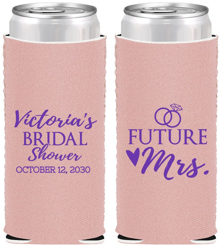 Custom Bridal Shower Neoprene Slim Can Coolers - Future Mrs | 100012
