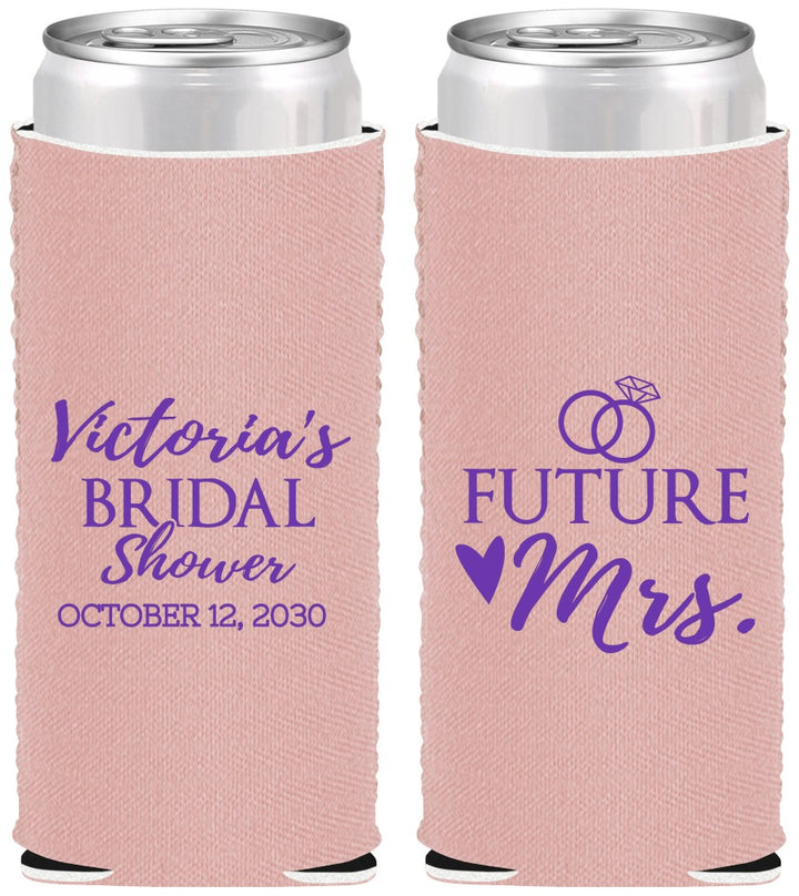 Custom Bridal Shower Neoprene Slim Can Coolers - Future Mrs | 100012