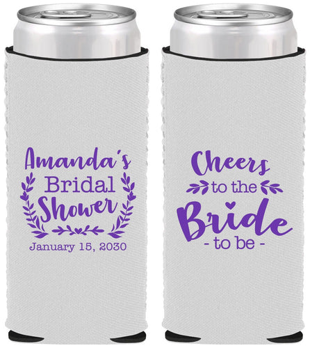 Custom Bridal Shower Neoprene Slim Can Coolers - Cheers To The Bride | 100014
