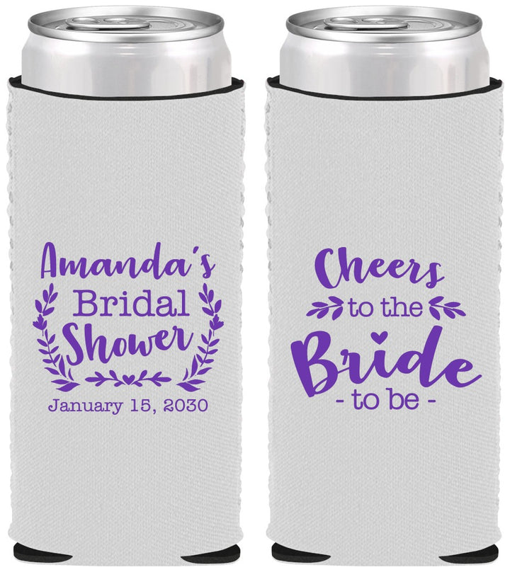 Custom Bridal Shower Neoprene Slim Can Coolers - Cheers To The Bride | 100014